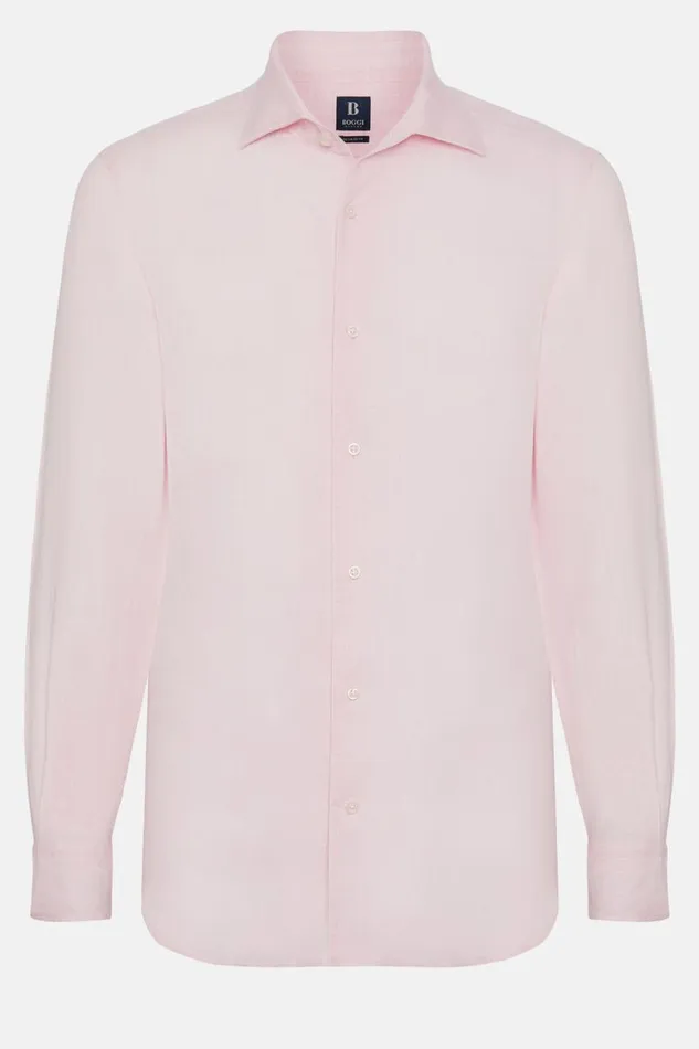 Men Boggi Milano Casual Shirts Regular Fit Pink Linen Shirt Pink Men Boggi Milano Casual Shirts Regular Fit Pink Linen Shirt Pink