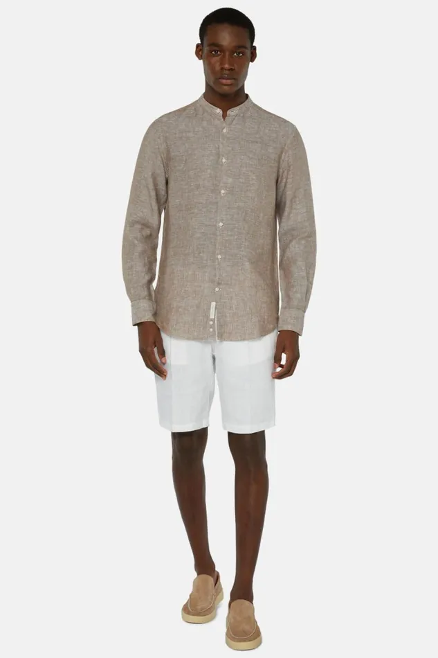 Men Boggi Milano Casual Shirts Regular Fit Sand Linen Shirt Sand
