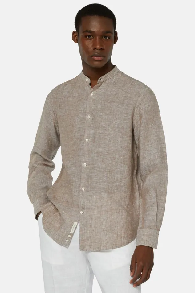 Men Boggi Milano Casual Shirts Regular Fit Sand Linen Shirt Sand Men Boggi Milano Casual Shirts Regular Fit Sand Linen Shirt Sand