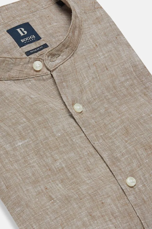 Men Boggi Milano Casual Shirts Regular Fit Sand Linen Shirt Sand Men Boggi Milano Casual Shirts Regular Fit Sand Linen Shirt Sand