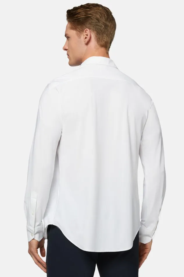 Men Boggi Milano Casual Shirts White Stretch Nylon Slim Fit Shirt White Men Boggi Milano Casual Shirts White Stretch Nylon Slim Fit Shirt White