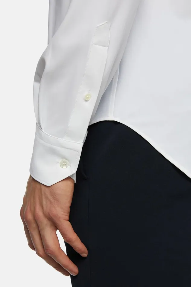 Men Boggi Milano Casual Shirts White Stretch Nylon Slim Fit Shirt White Men Boggi Milano Casual Shirts White Stretch Nylon Slim Fit Shirt White