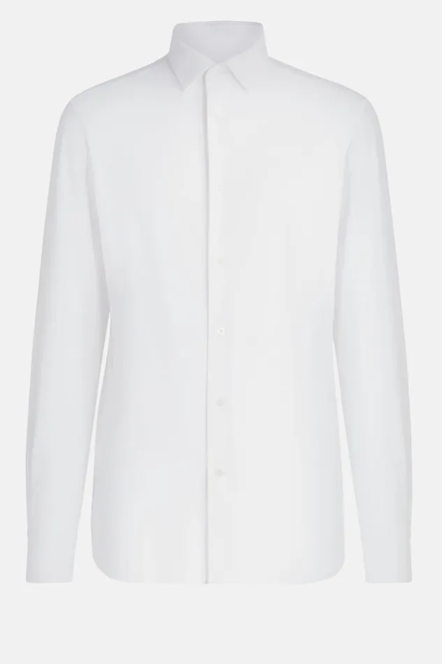 Men Boggi Milano Casual Shirts White Stretch Nylon Slim Fit Shirt White Men Boggi Milano Casual Shirts White Stretch Nylon Slim Fit Shirt White