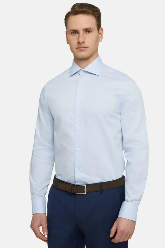 Men Boggi Milano Dress Shirts Dobby Windsor Collar Shirt Slim Fit Light Blu Men Boggi Milano Dress Shirts Dobby Windsor Collar Shirt Slim Fit Light Blu