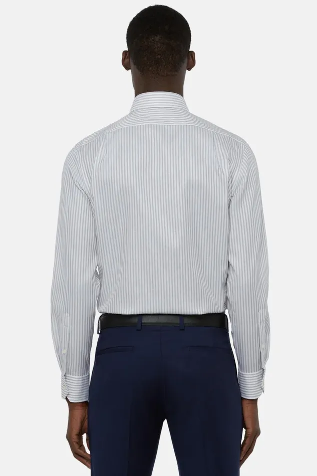 Men Boggi Milano Dress Shirts Regular Fit Dark Brown Striped Cotton Dobby Shirt Brown Men Boggi Milano Dress Shirts Regular Fit Dark Brown Striped Cotton Dobby Shirt Brown