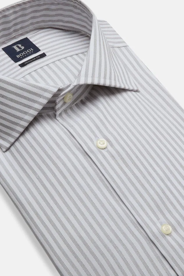 Men Boggi Milano Dress Shirts Regular Fit Dark Brown Striped Cotton Dobby Shirt Brown Men Boggi Milano Dress Shirts Regular Fit Dark Brown Striped Cotton Dobby Shirt Brown