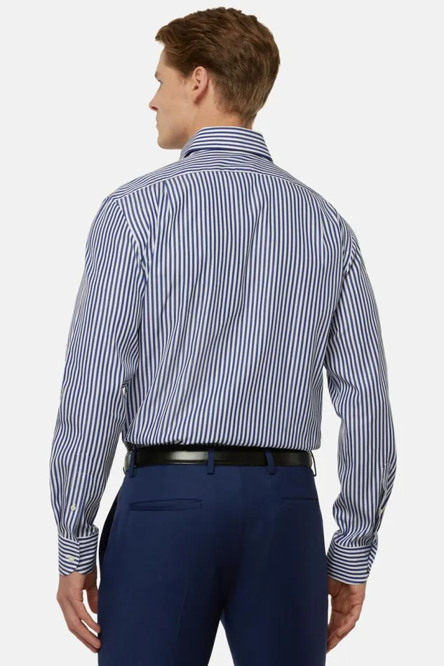 Men Boggi Milano Dress Shirts Regular Fit Royal Blue Striped Cotton Shirt Royal Blue Men Boggi Milano Dress Shirts Regular Fit Royal Blue Striped Cotton Shirt Royal Blue