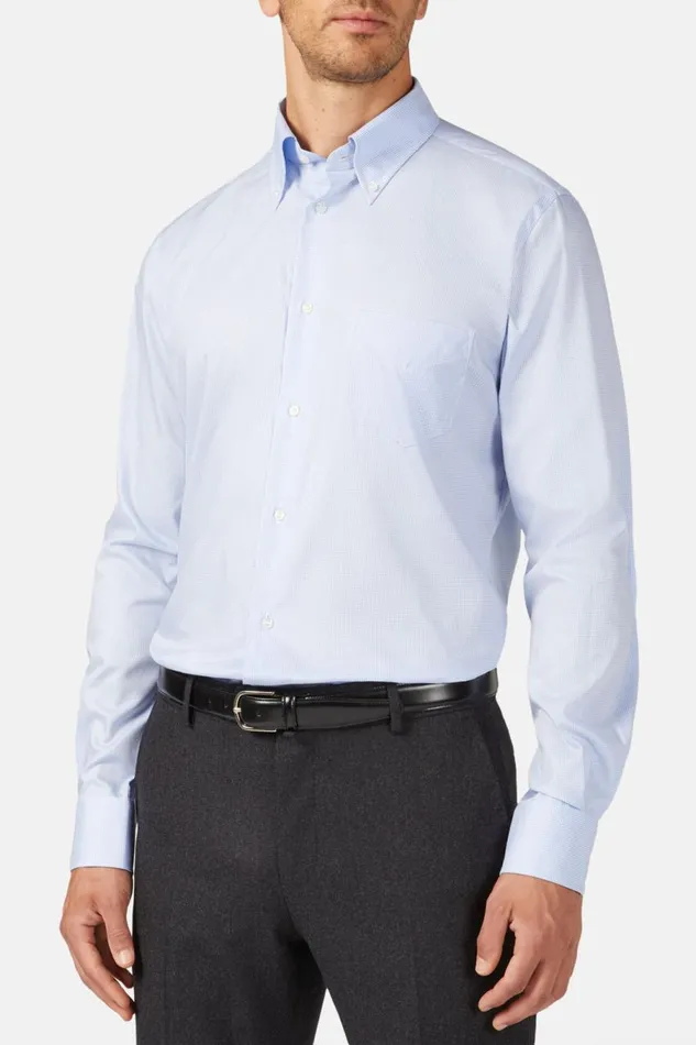 Men Boggi Milano Dress Shirts Regular Fit Sky Blue Checked Cotton Shirt Light Blu Men Boggi Milano Dress Shirts Regular Fit Sky Blue Checked Cotton Shirt Light Blu