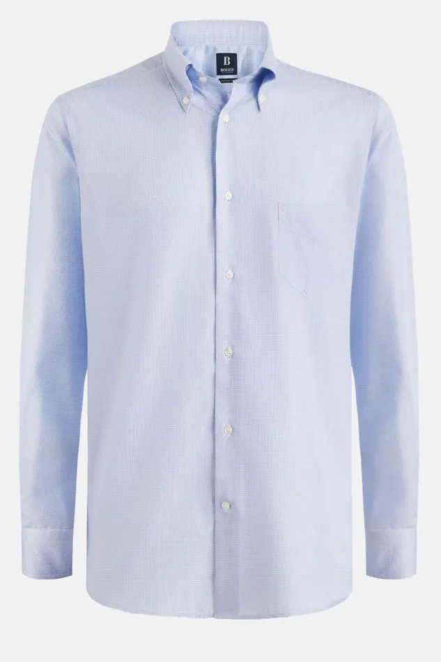 Men Boggi Milano Dress Shirts Regular Fit Sky Blue Checked Cotton Shirt Light Blu Men Boggi Milano Dress Shirts Regular Fit Sky Blue Checked Cotton Shirt Light Blu