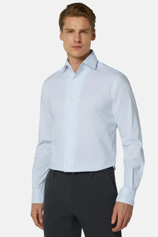Men Boggi Milano Dress Shirts Regular Fit Sky Blue Cotton And COOLMAX Shirt Light Blu Men Boggi Milano Dress Shirts Regular Fit Sky Blue Cotton And COOLMAX Shirt Light Blu