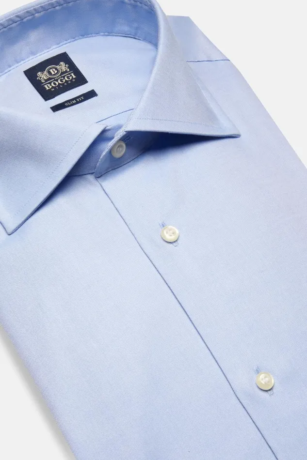Men Boggi Milano Dress Shirts Slim Fit Sky Blue Cotton Twill Shirt Light Blu Men Boggi Milano Dress Shirts Slim Fit Sky Blue Cotton Twill Shirt Light Blu