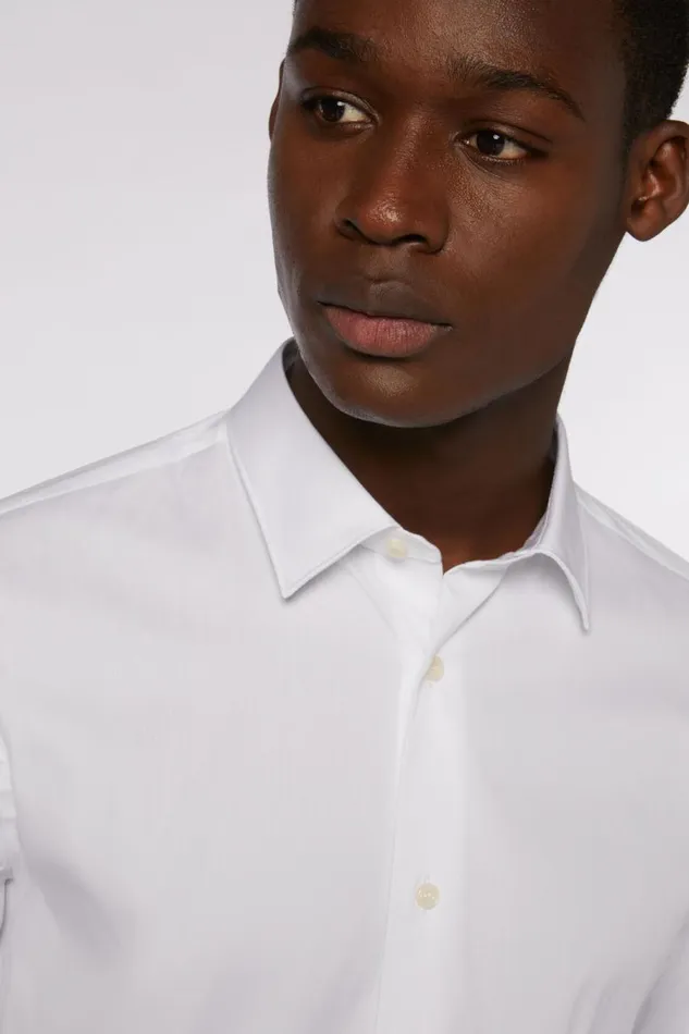 Men Boggi Milano Dress Shirts Slim Fit White Shirt In Stretch Cotton White Men Boggi Milano Dress Shirts Slim Fit White Shirt In Stretch Cotton White