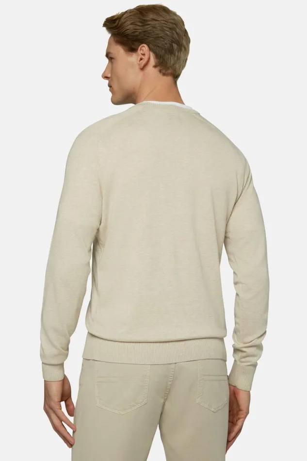 Men Boggi Milano Knitwear Beige Crew Neck Jumper In Cotton Silk And Cashmere Beige Men Boggi Milano Knitwear Beige Crew Neck Jumper In Cotton Silk And Cashmere Beige