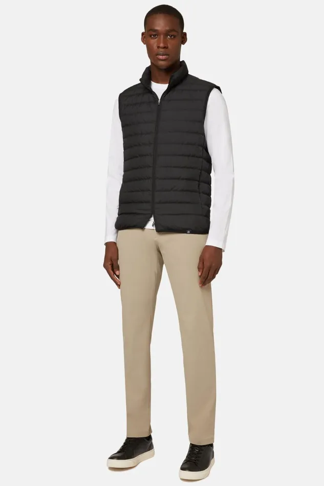 Men Boggi Milano Outerwear Goose Down Recycled Fabric Vest Black