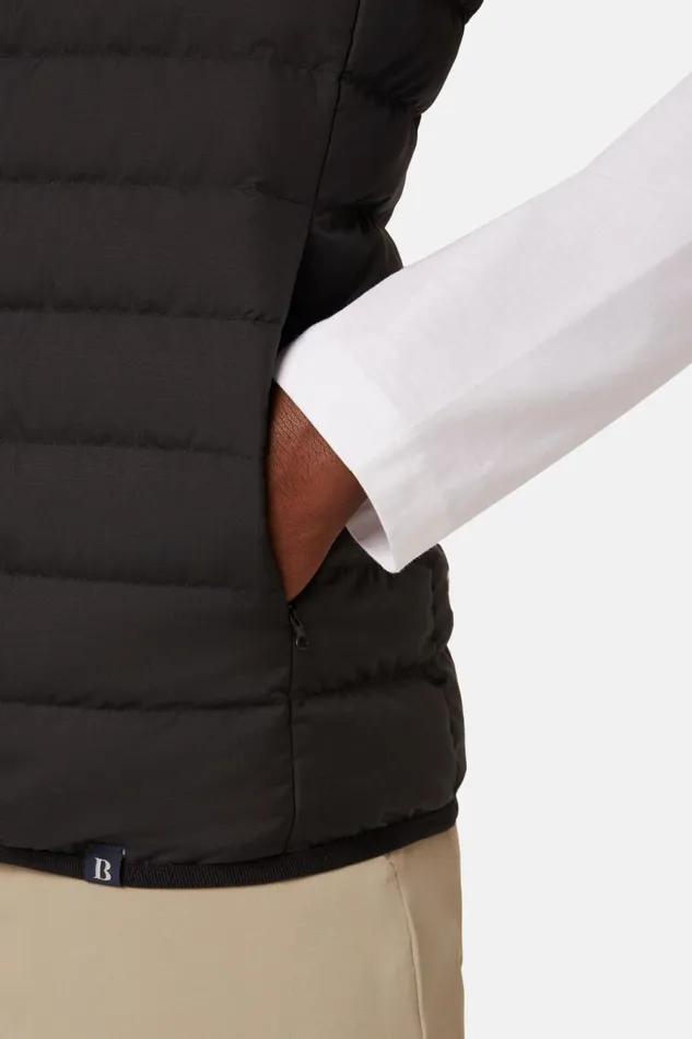 Men Boggi Milano Outerwear Goose Down Recycled Fabric Vest Black Men Boggi Milano Outerwear Goose Down Recycled Fabric Vest Black