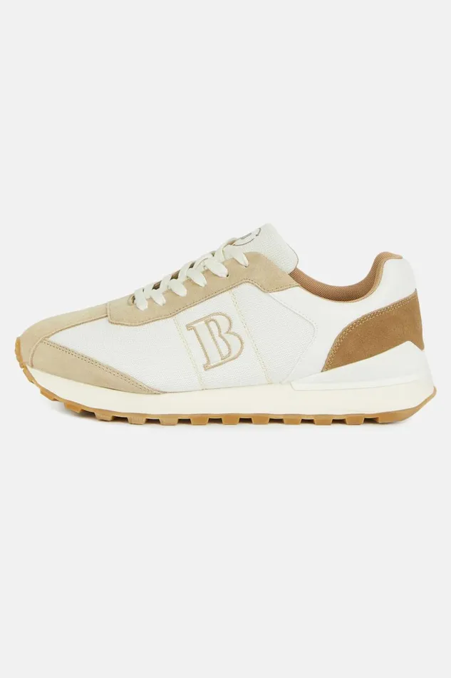 Men Boggi Milano Sneakers White Sustainable Fabric Trainers Sand