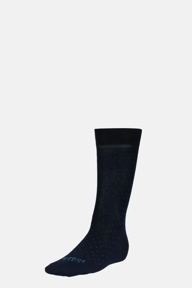 Men Boggi Milano Socks Pinpoint Cotton Blend Socks Navy Blue