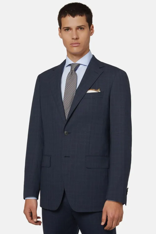 Men Boggi Milano Suits Blue Prince Of Wales Check Pure Wool Suit Blue Men Boggi Milano Suits Blue Prince Of Wales Check Pure Wool Suit Blue