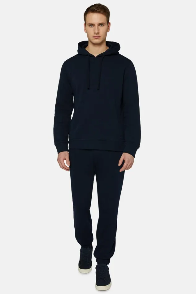 Men Boggi Milano Sweatshirts And Joggers Cotton Mixed Hoodie Sweater Navy Blue