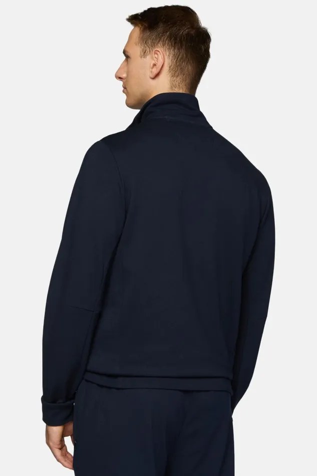 Men Boggi Milano Sweatshirts And Joggers FullZip Sweatshirt In Stretch Technical Interlock Navy Blue