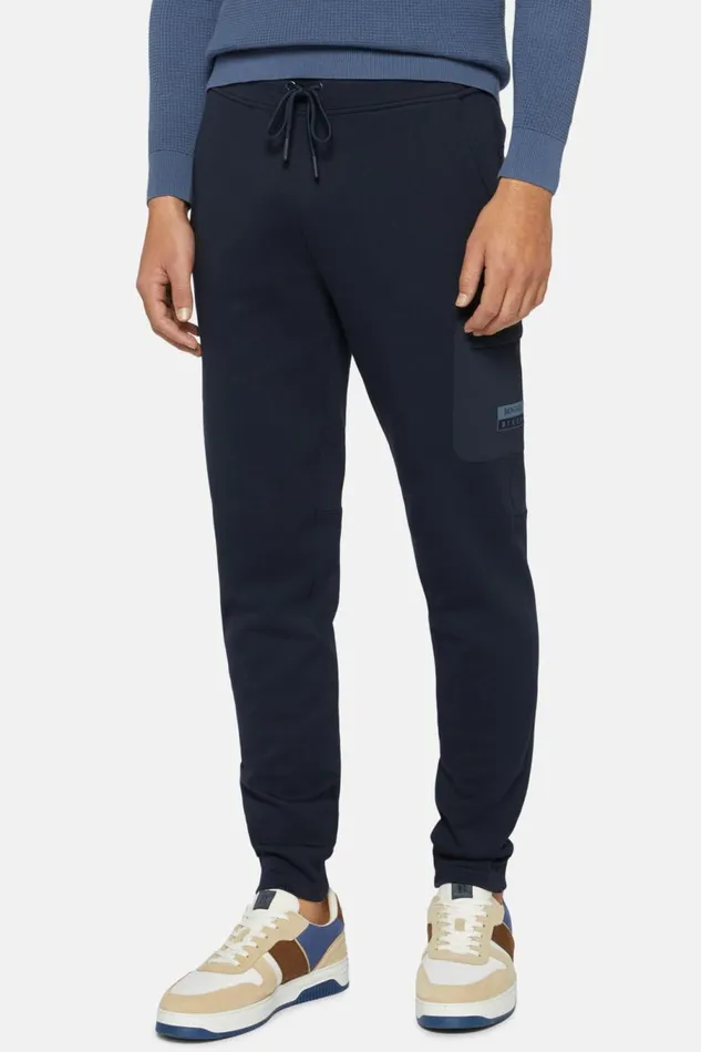Men Boggi Milano Sweatshirts And Joggers Trousers In Lightweight Recycled Scuba Navy Blue Men Boggi Milano Sweatshirts And Joggers Trousers In Lightweight Recycled Scuba Navy Blue