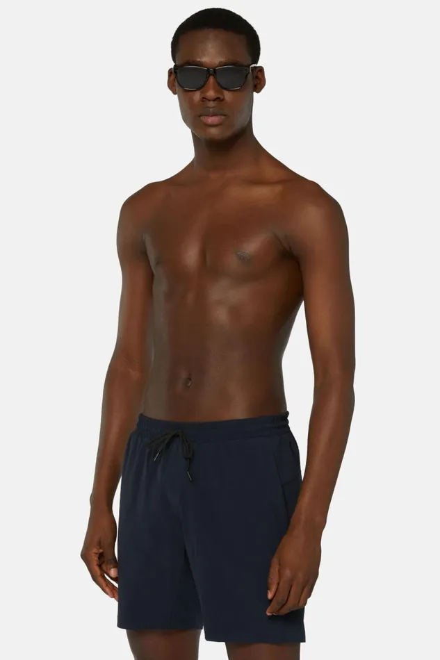 Men Boggi Milano Swim Shorts Stretch Cotton Suit Navy Blue