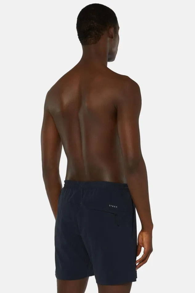 Men Boggi Milano Swim Shorts Stretch Cotton Suit Navy Blue Men Boggi Milano Swim Shorts Stretch Cotton Suit Navy Blue