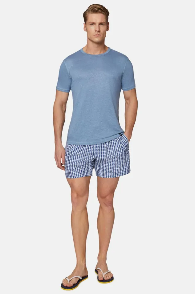 Men Boggi Milano TShirts TShirt In Stretch Linen Jersey Airblue