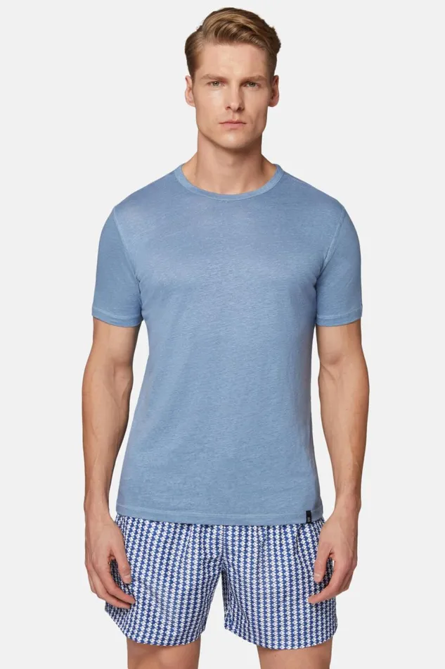 Men Boggi Milano TShirts TShirt In Stretch Linen Jersey Airblue Men Boggi Milano TShirts TShirt In Stretch Linen Jersey Airblue