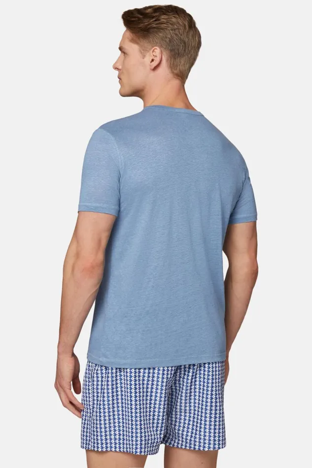Men Boggi Milano TShirts TShirt In Stretch Linen Jersey Airblue Men Boggi Milano TShirts TShirt In Stretch Linen Jersey Airblue