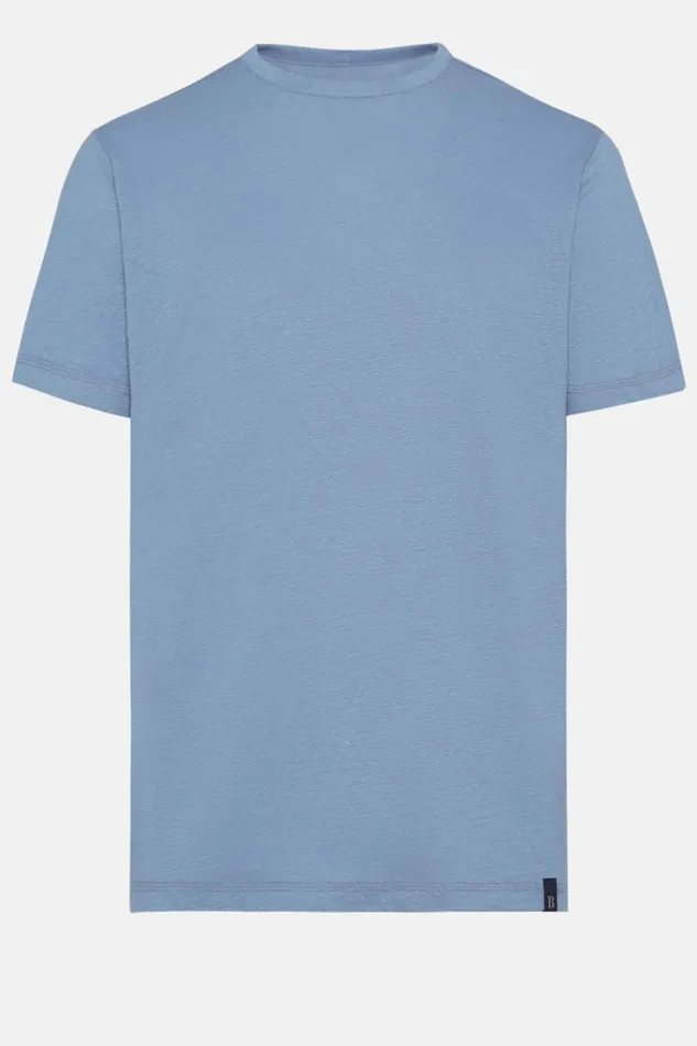Men Boggi Milano TShirts TShirt In Stretch Linen Jersey Airblue Men Boggi Milano TShirts TShirt In Stretch Linen Jersey Airblue