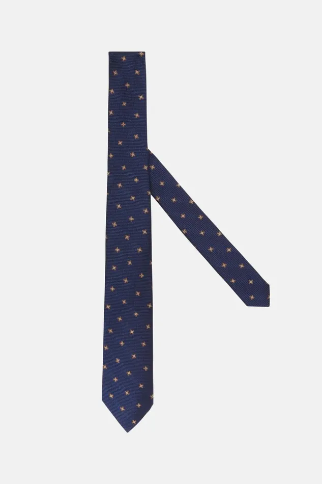 Men Boggi Milano Ties Floral Silk Tie Navy 8211 Beige