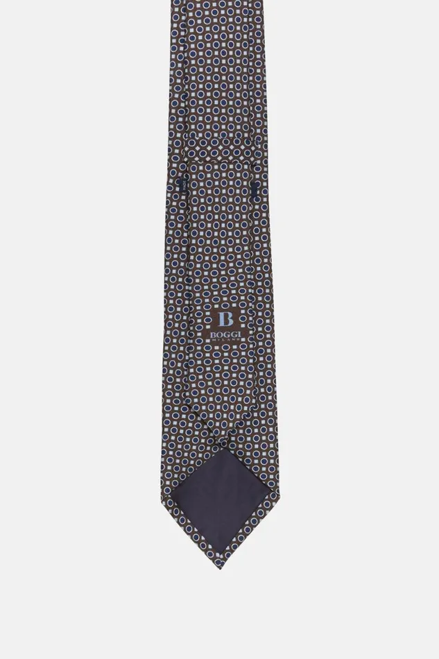 Men Boggi Milano Ties Geometric Motif Silk Tie Brown Men Boggi Milano Ties Geometric Motif Silk Tie Brown