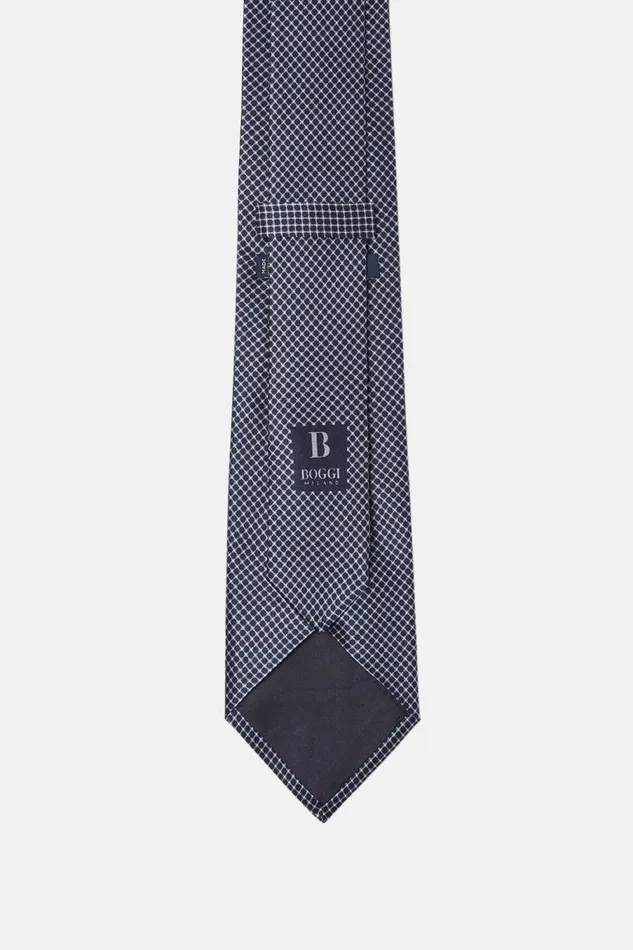Men Boggi Milano Ties Printed Silk Ceremony Tie Navy Blue Men Boggi Milano Ties Printed Silk Ceremony Tie Navy Blue