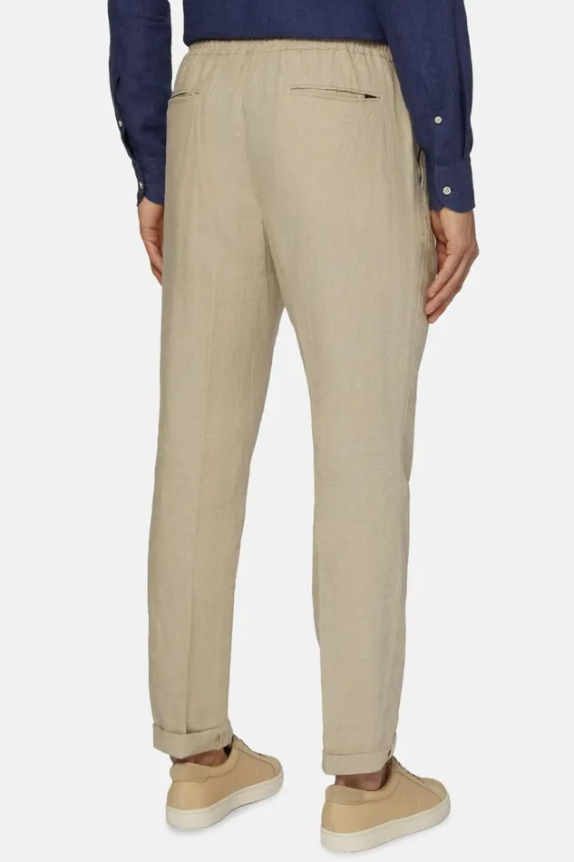 Men Boggi Milano Trousers City Linen Trousers Beige Men Boggi Milano Trousers City Linen Trousers Beige