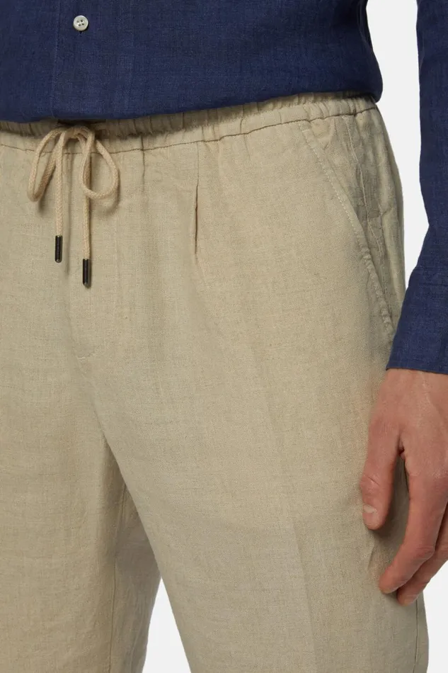 Men Boggi Milano Trousers City Linen Trousers Beige Men Boggi Milano Trousers City Linen Trousers Beige