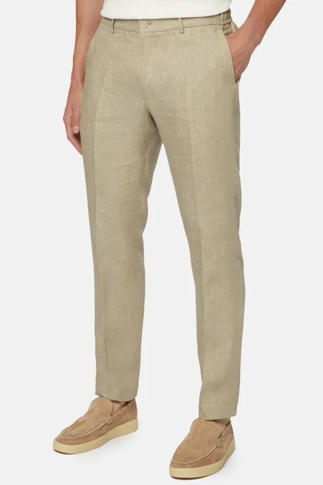 Men Boggi Milano Trousers Linen Trousers Taupe Men Boggi Milano Trousers Linen Trousers Taupe