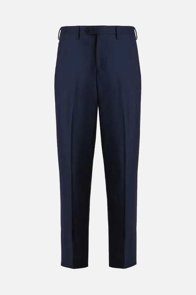 Men Boggi Milano Trousers Regular Fit Birdseye Wool Trousers Bluette