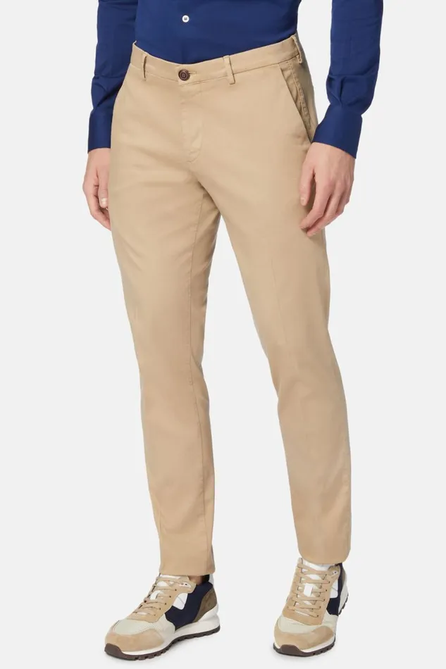 Men Boggi Milano Trousers Stretch CottonTencel Trousers Beige Men Boggi Milano Trousers Stretch CottonTencel Trousers Beige