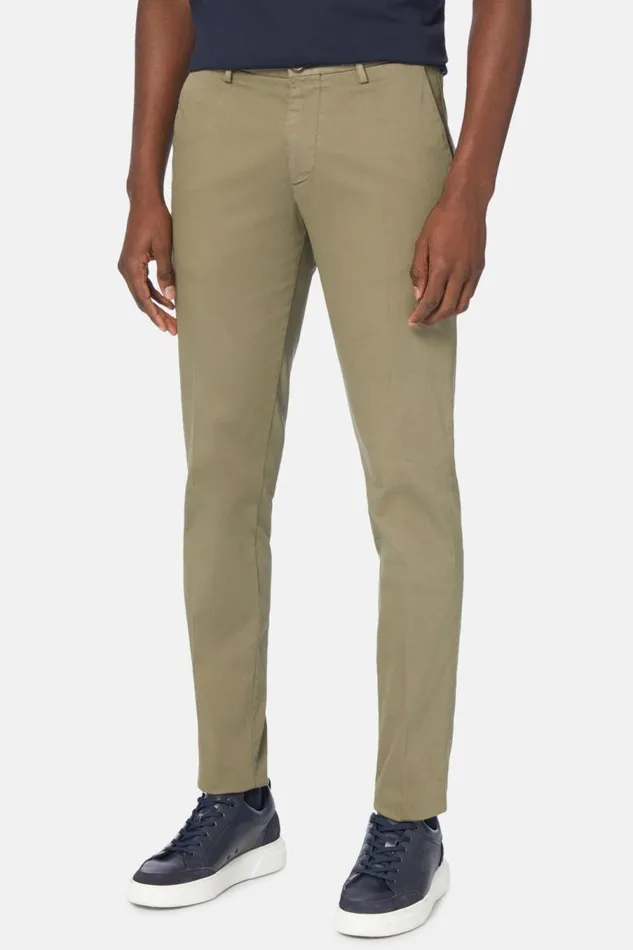 Men Boggi Milano Trousers Stretch CottonTencel Trousers Military Green Men Boggi Milano Trousers Stretch CottonTencel Trousers Military Green