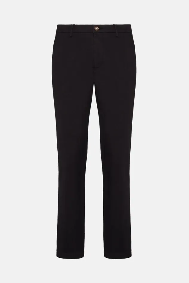 Men Boggi Milano Trousers Stretch CottonTencel Trousers Navy Blue