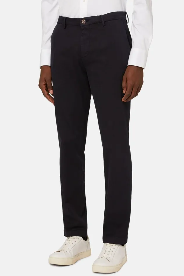 Men Boggi Milano Trousers Stretch CottonTencel Trousers Navy Blue Men Boggi Milano Trousers Stretch CottonTencel Trousers Navy Blue
