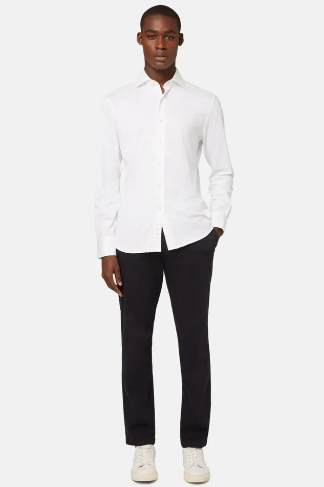 Men Boggi Milano Trousers Stretch CottonTencel Trousers Navy Blue Men Boggi Milano Trousers Stretch CottonTencel Trousers Navy Blue