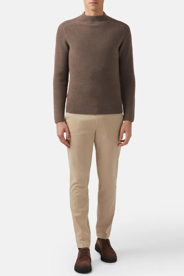 Men Boggi Milano Trousers Stretch Cotton Trousers Beige Men Boggi Milano Trousers Stretch Cotton Trousers Beige