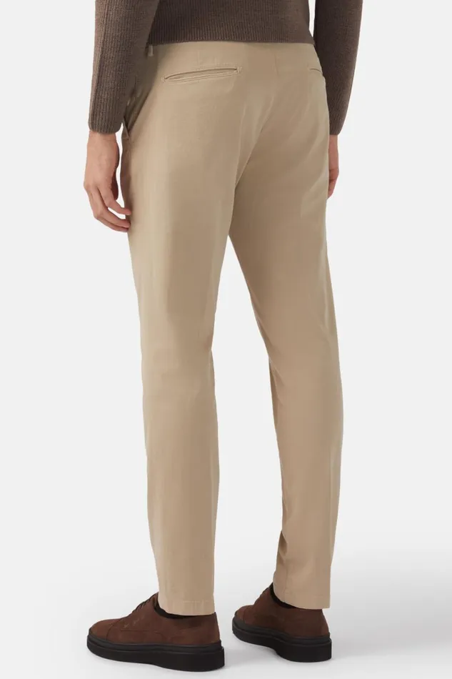 Men Boggi Milano Trousers Stretch Cotton Trousers Beige Men Boggi Milano Trousers Stretch Cotton Trousers Beige