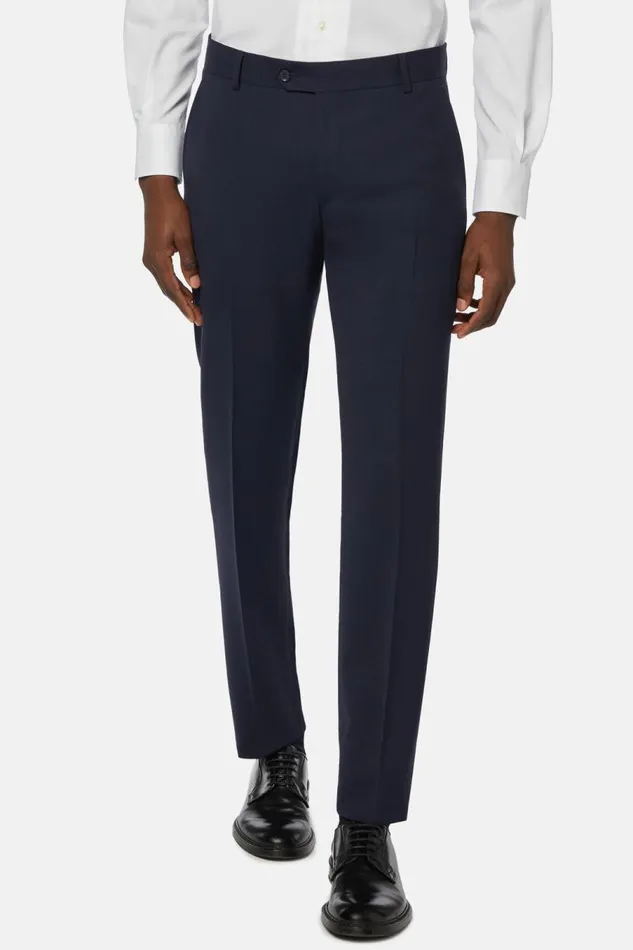 Men Boggi Milano Trousers Trousers In Travel Wool Blue Men Boggi Milano Trousers Trousers In Travel Wool Blue