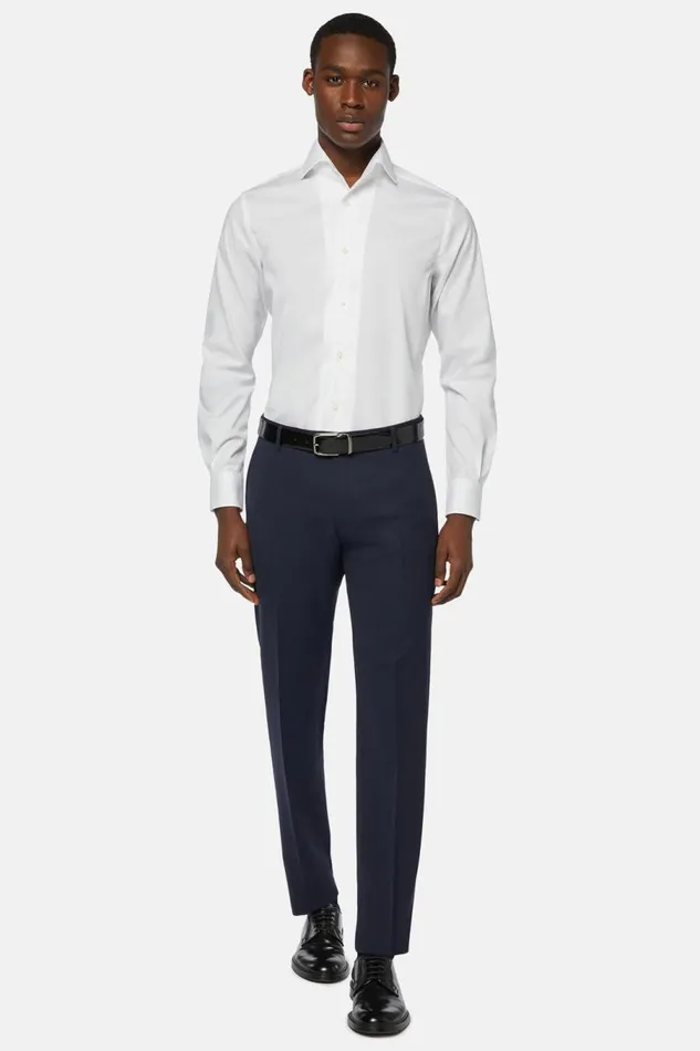 Men Boggi Milano Trousers Trousers In Travel Wool Blue Men Boggi Milano Trousers Trousers In Travel Wool Blue
