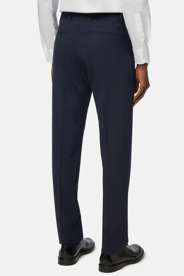Men Boggi Milano Trousers Trousers In Travel Wool Blue Men Boggi Milano Trousers Trousers In Travel Wool Blue