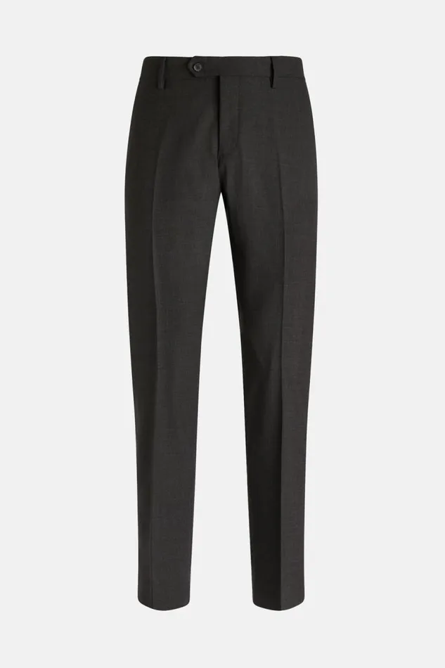 Men Boggi Milano Trousers Washable Wool Stretch Trousers Charcoal