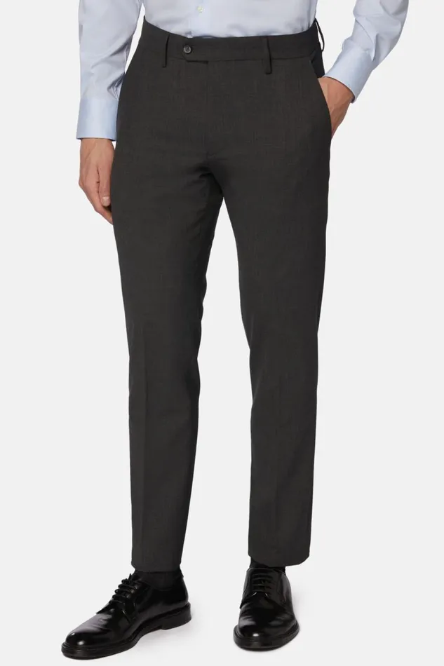Men Boggi Milano Trousers Washable Wool Stretch Trousers Charcoal Men Boggi Milano Trousers Washable Wool Stretch Trousers Charcoal